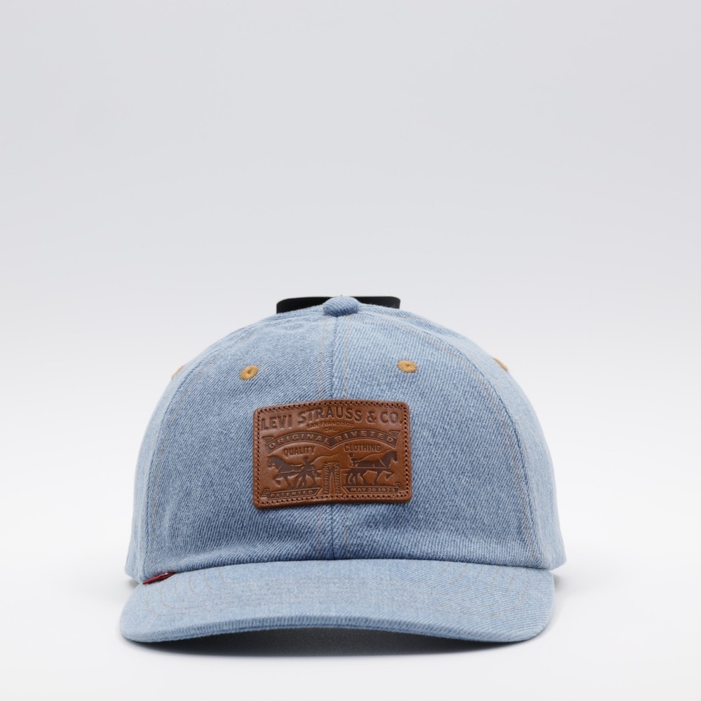 Levi's Men's Relaxed Adjustable Leather Patch Denim Dad Cap Light Blue One Size